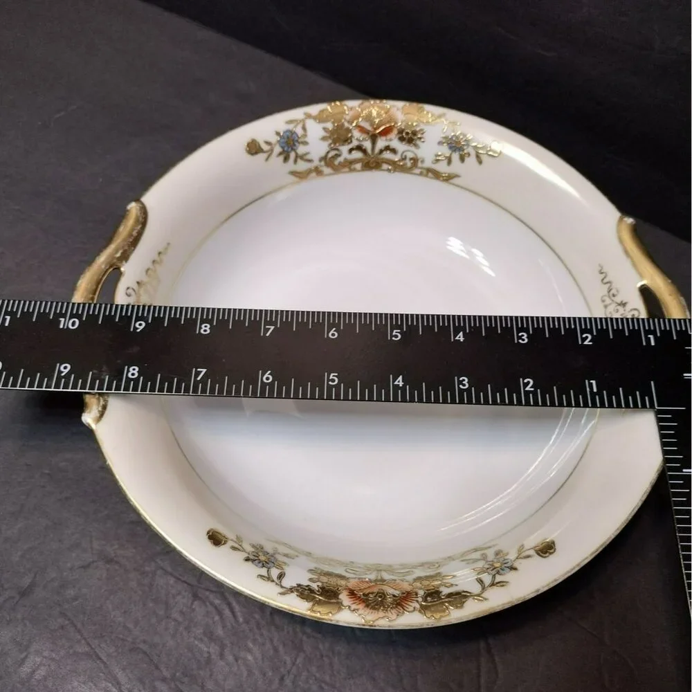 Antique Noritake Serving Bowl Dish 42200 Gold Trim Floral 10